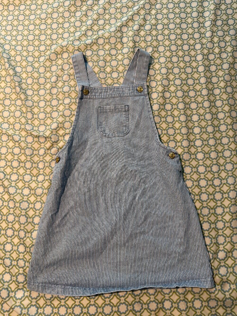 Max Studio Kids Girls Size 6 Blue White Stripe Overall Jumper Dress*